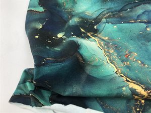 Bomuldsjersey - marble look i grønne toner